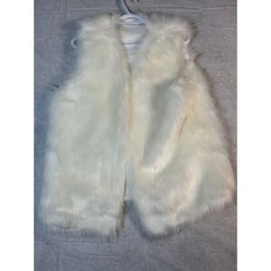 Time and Tru Womens Faux Fur Vest White L 12/14 Cozy Layering